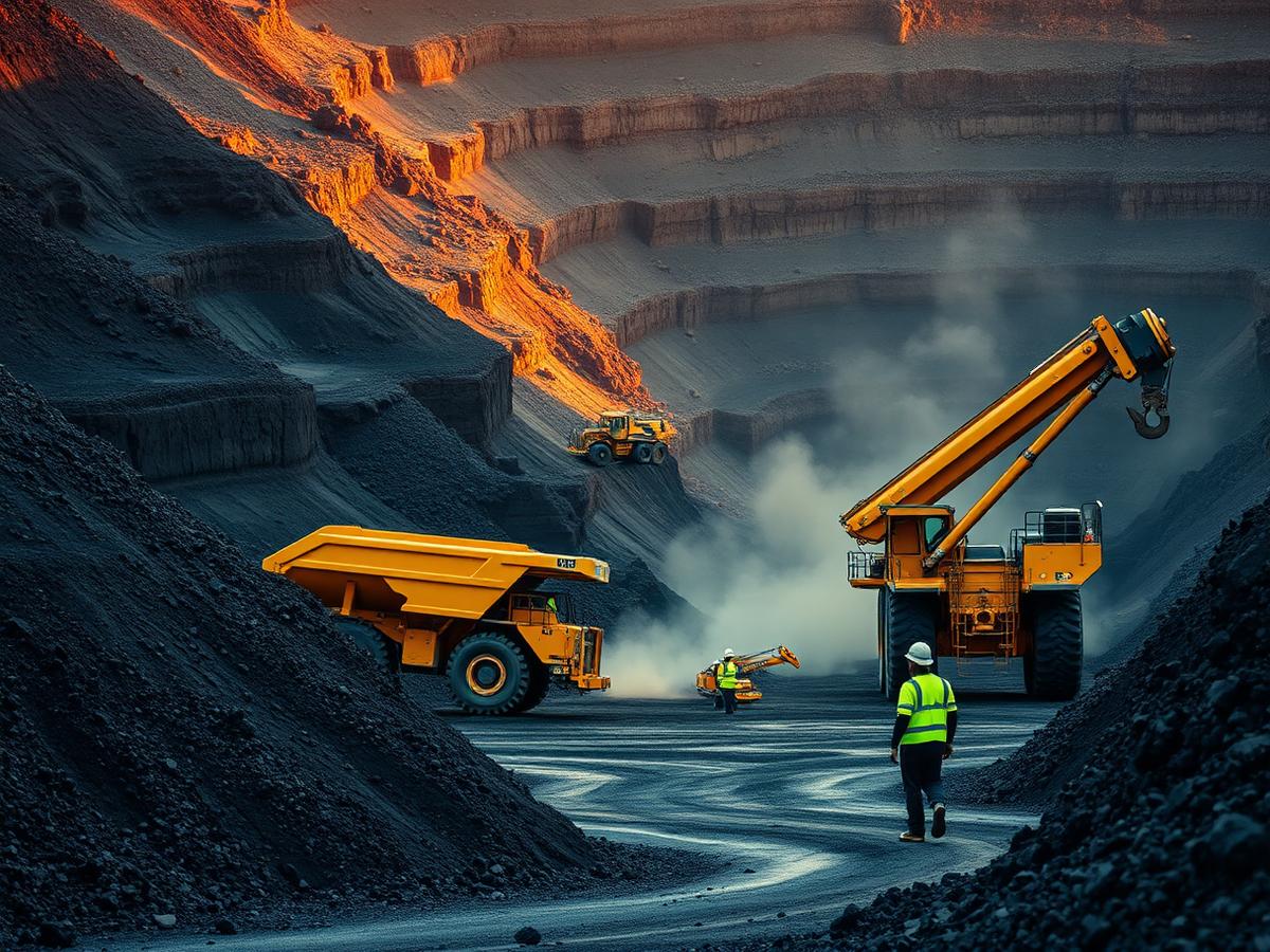 Open-cast coal mine in Mpumalanga at golden hour
